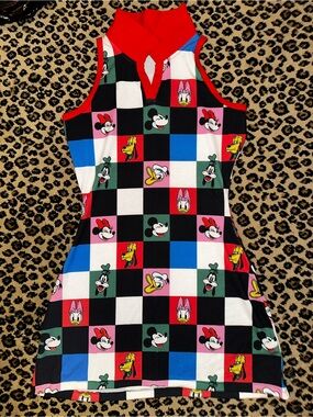 PatPat Girls' Red Black White Blue Multicolor Disney Checker Dress